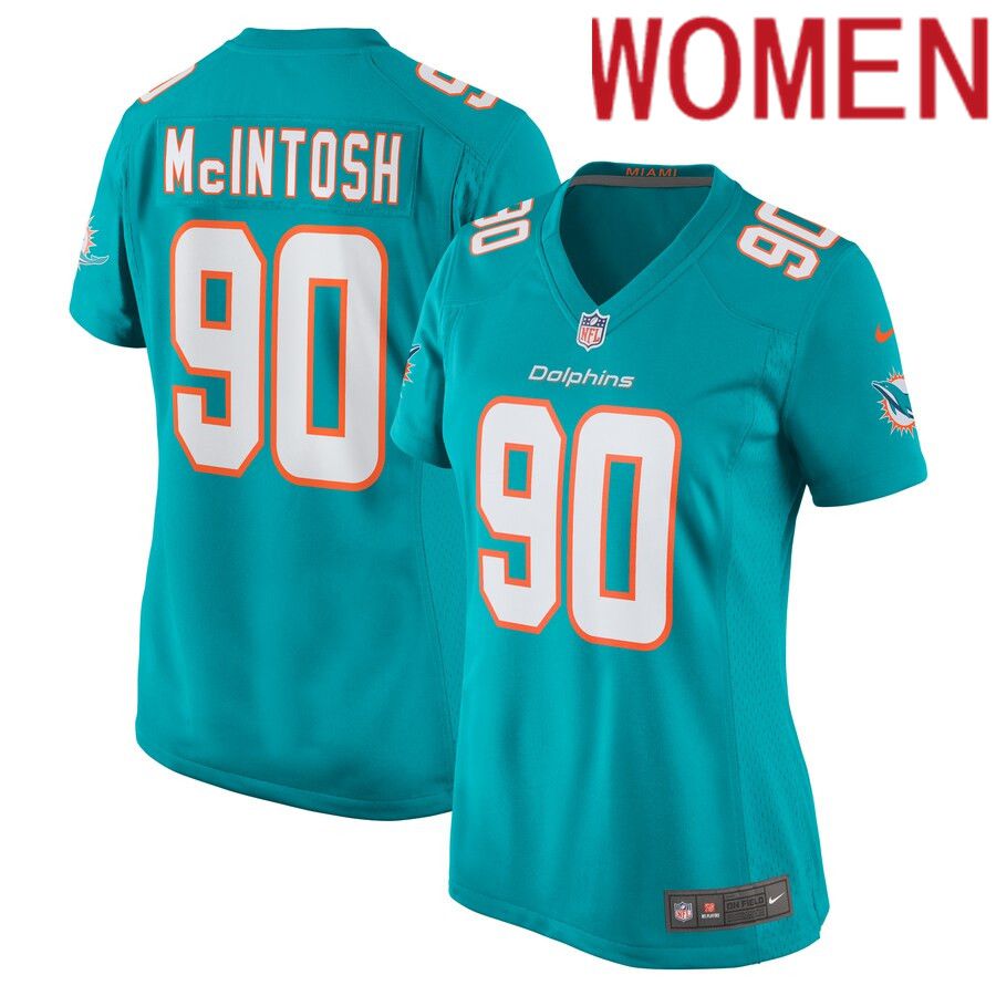 Women Miami Dolphins #90 RJ McIntosh Nike Aqua Home Game Player NFL Jersey->women nfl jersey->Women Jersey